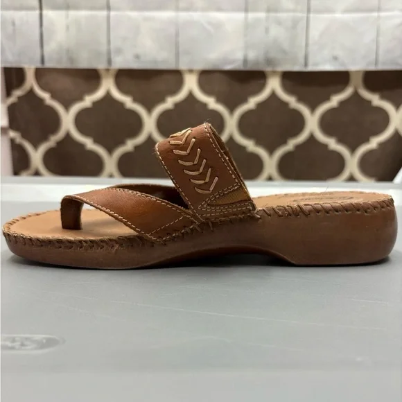 Dr. Scholl's Air Pillo Thong Leather Sandals Womens Flip Flops Wedge Shoes Sz 8 - Picture 3 of 12